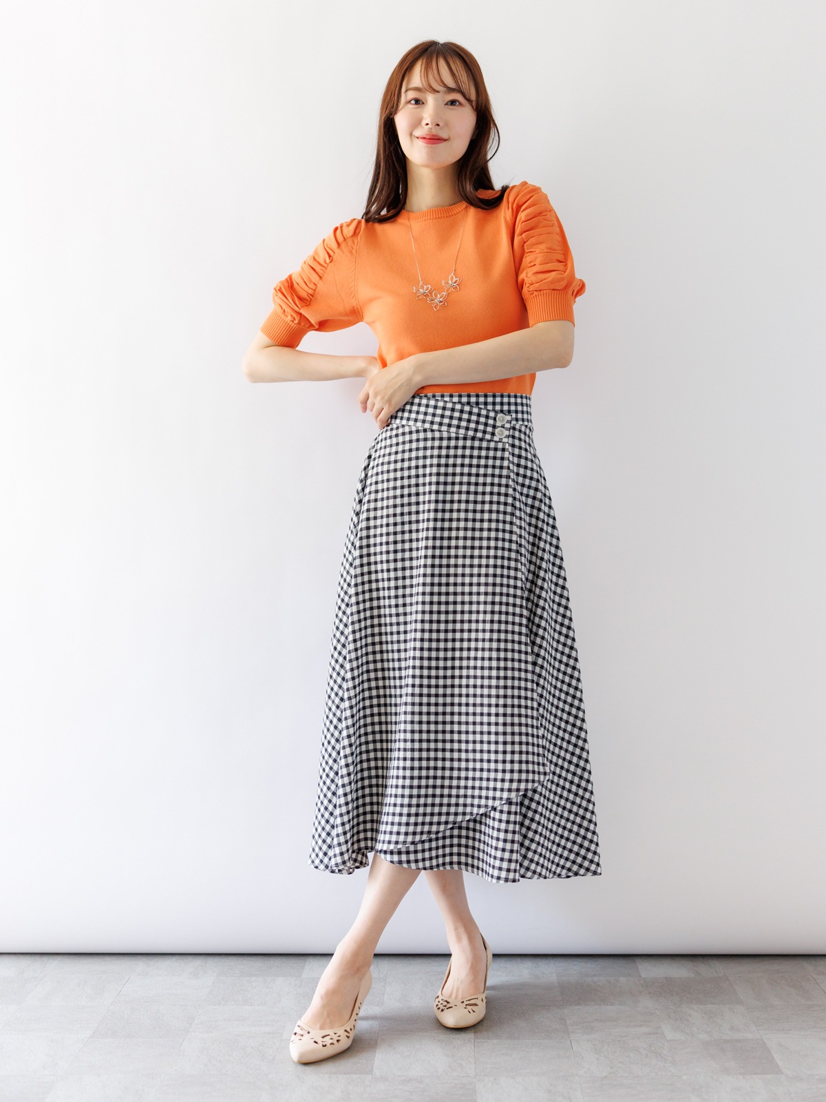 【50%OFF】ギンガム巻風スカート
