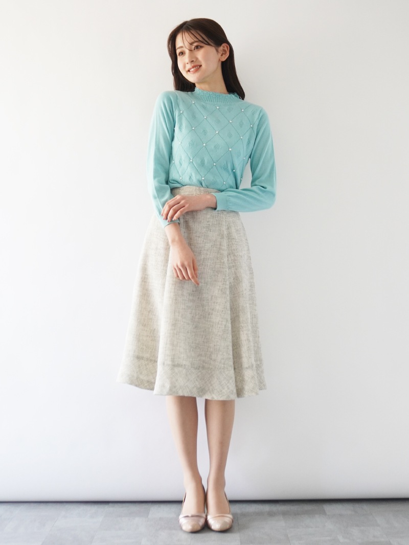 ★おすすめSALEアイテム★【30%OFF】ツィードメッシュタックフレアースカー