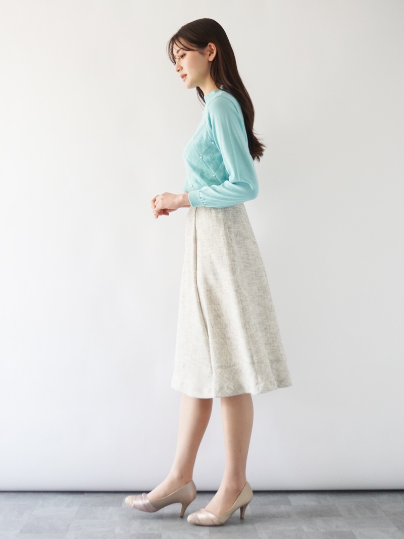 ★おすすめSALEアイテム★【30%OFF】ツィードメッシュタックフレアースカー