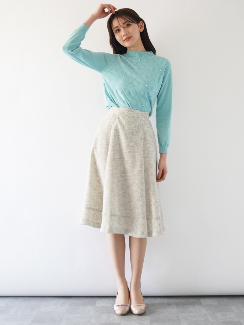 ★おすすめSALEアイテム★【30%OFF】ツィードメッシュタックフレアースカー