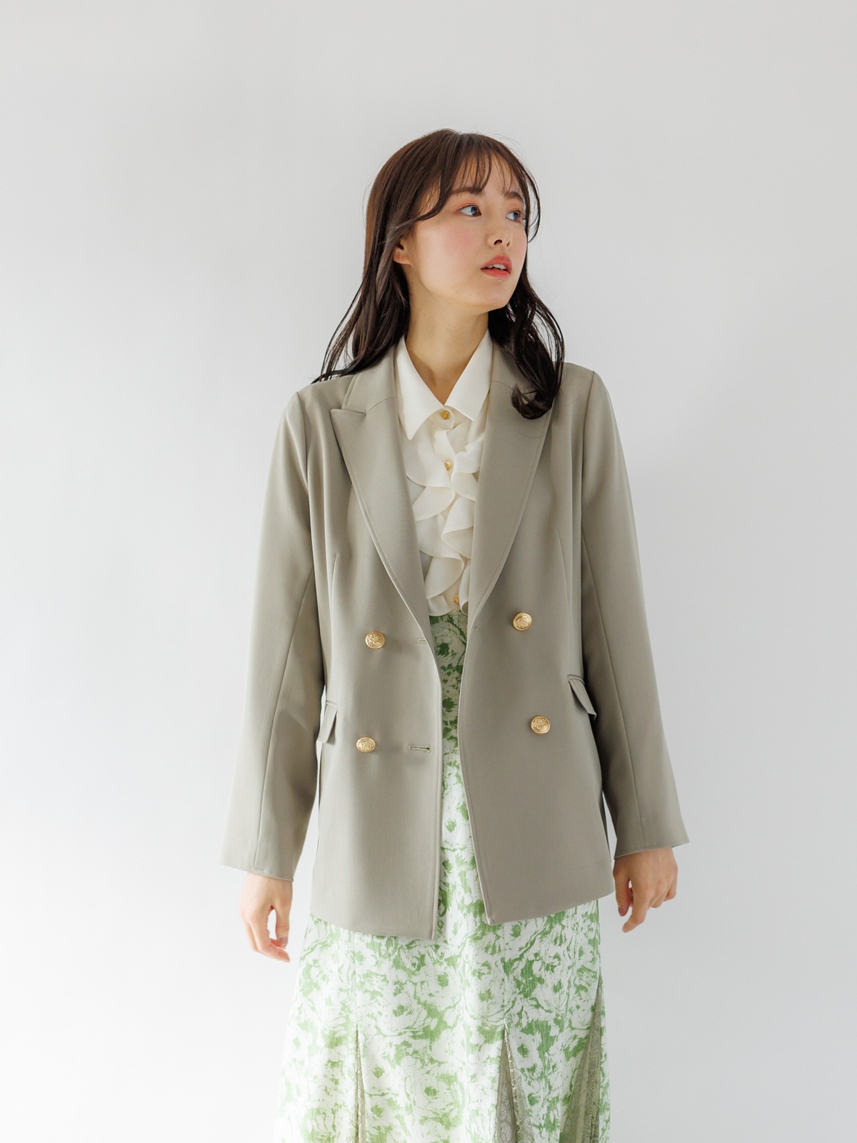 【65%OFF】前立ラッフルシャツブラウス