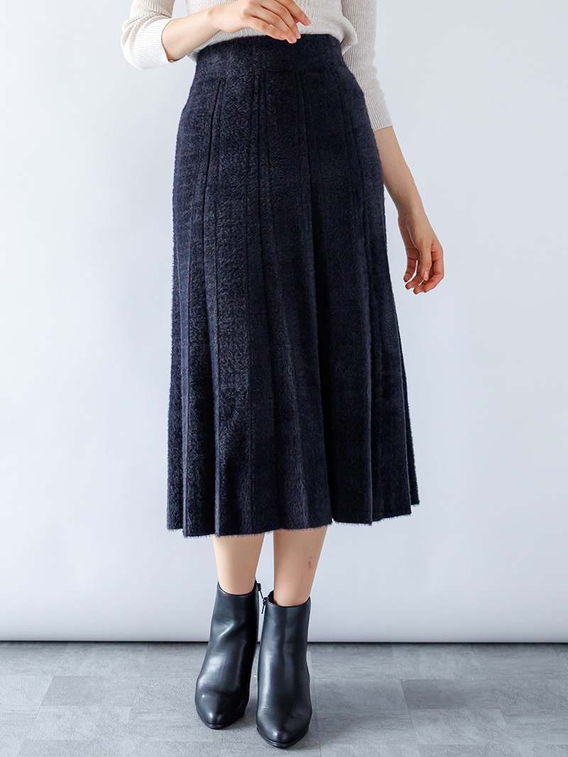 【60%OFF】ミンクライクファー 配色ハギフレアースカート