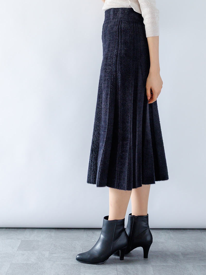 【60%OFF】ミンクライクファー 配色ハギフレアースカート