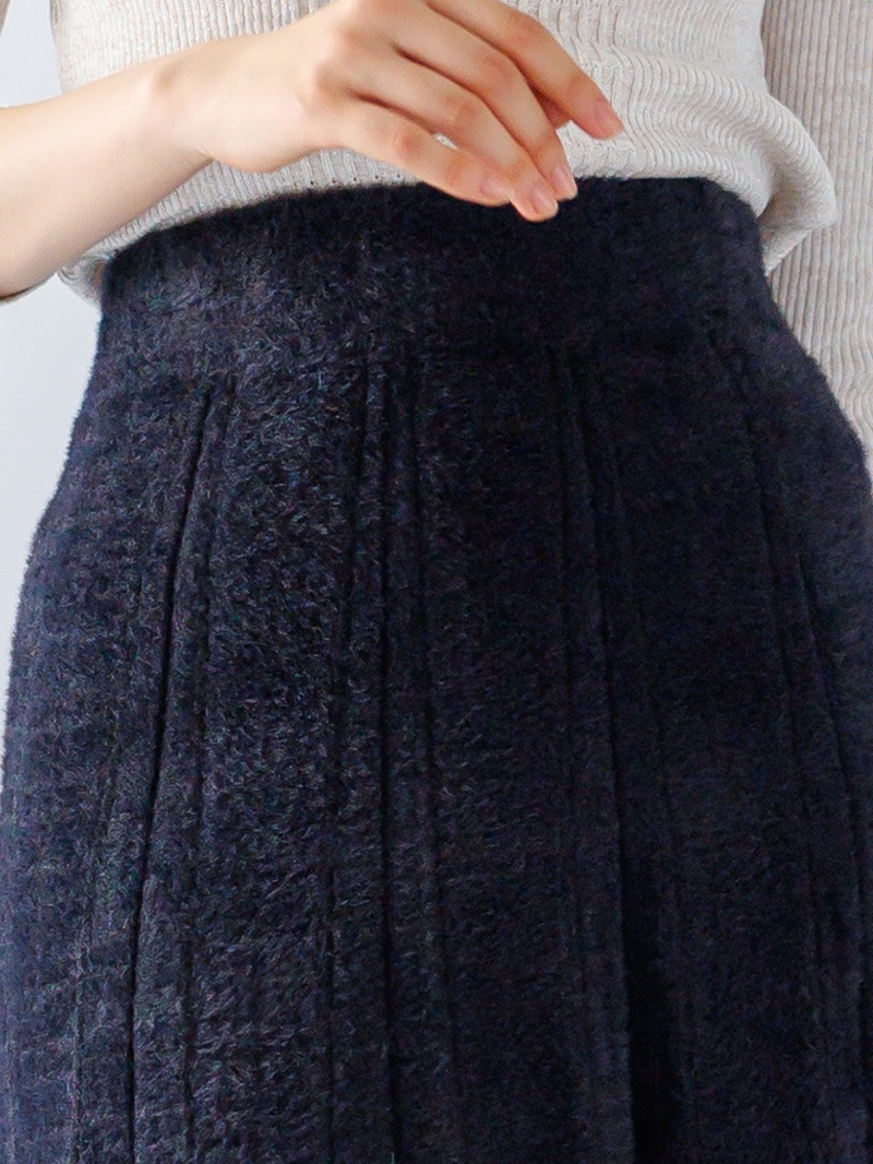 【60%OFF】ミンクライクファー 配色ハギフレアースカート