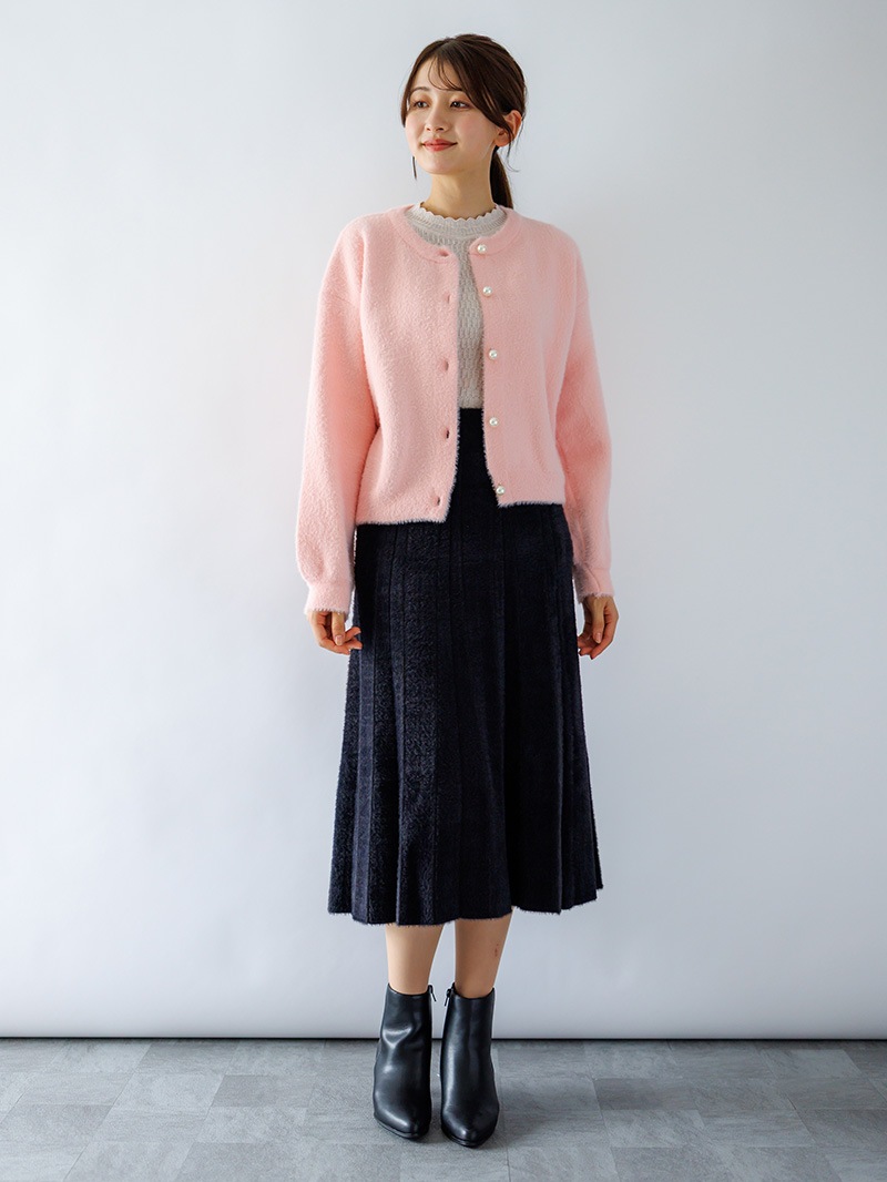 【60%OFF】ミンクライクファー 配色ハギフレアースカート