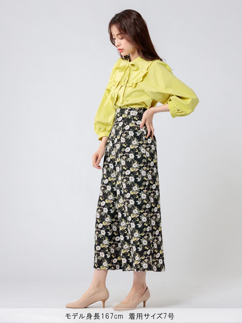 花柄プリントサスペンダー付ガウチョ