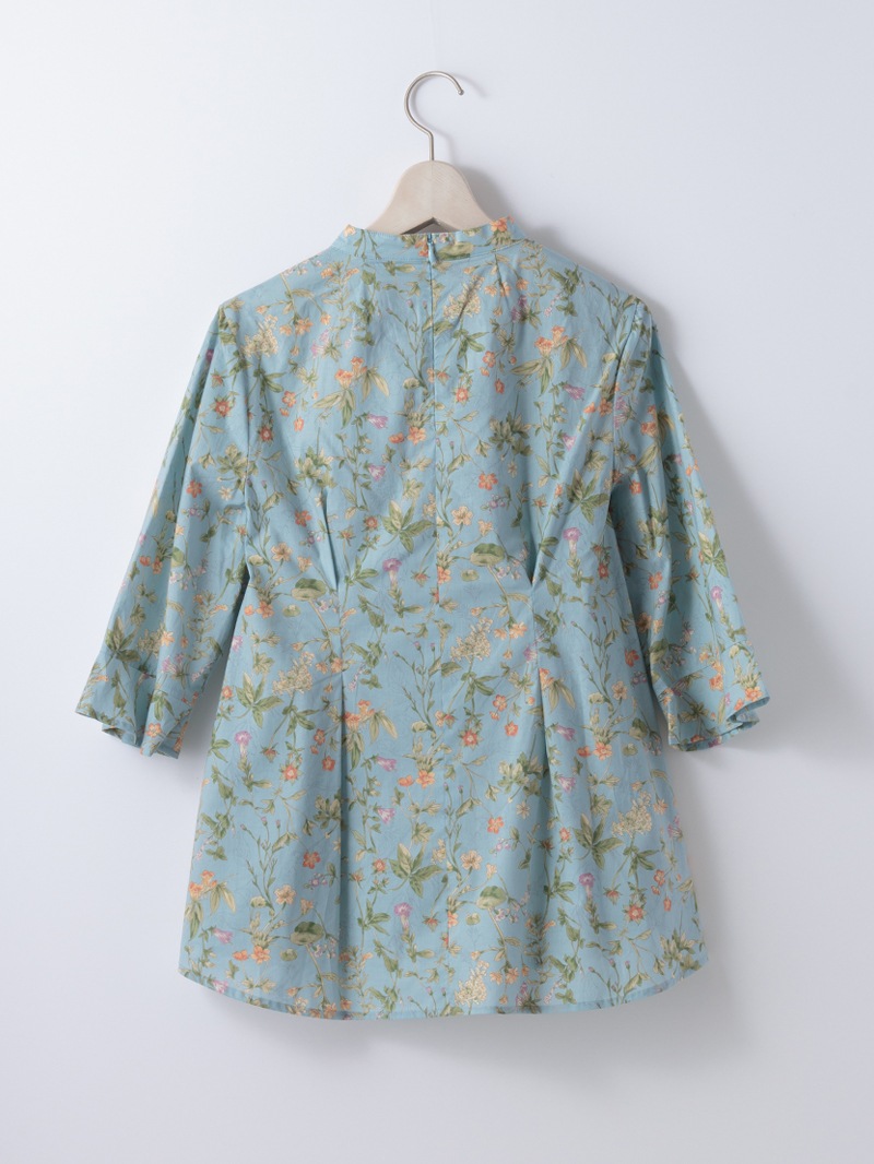【50%OFF】綿プリント フレアー袖チュニック