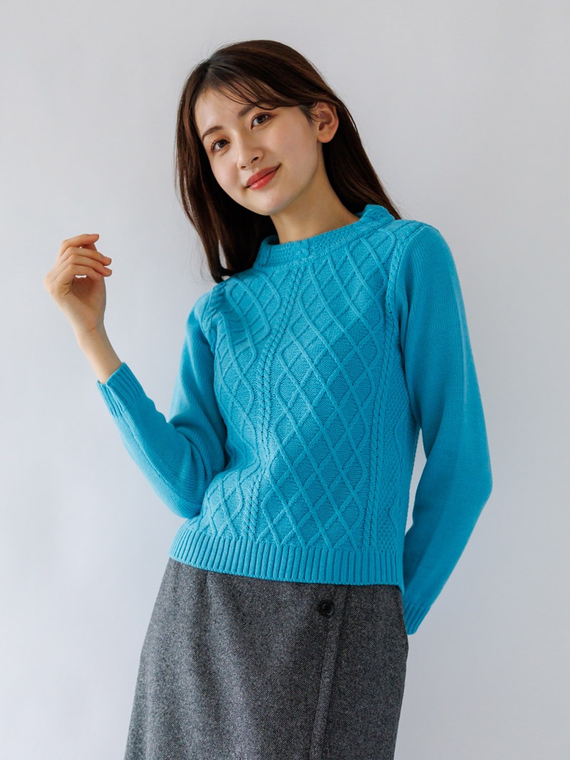 【30%OFF】ローゲージ ケーブル編みニット