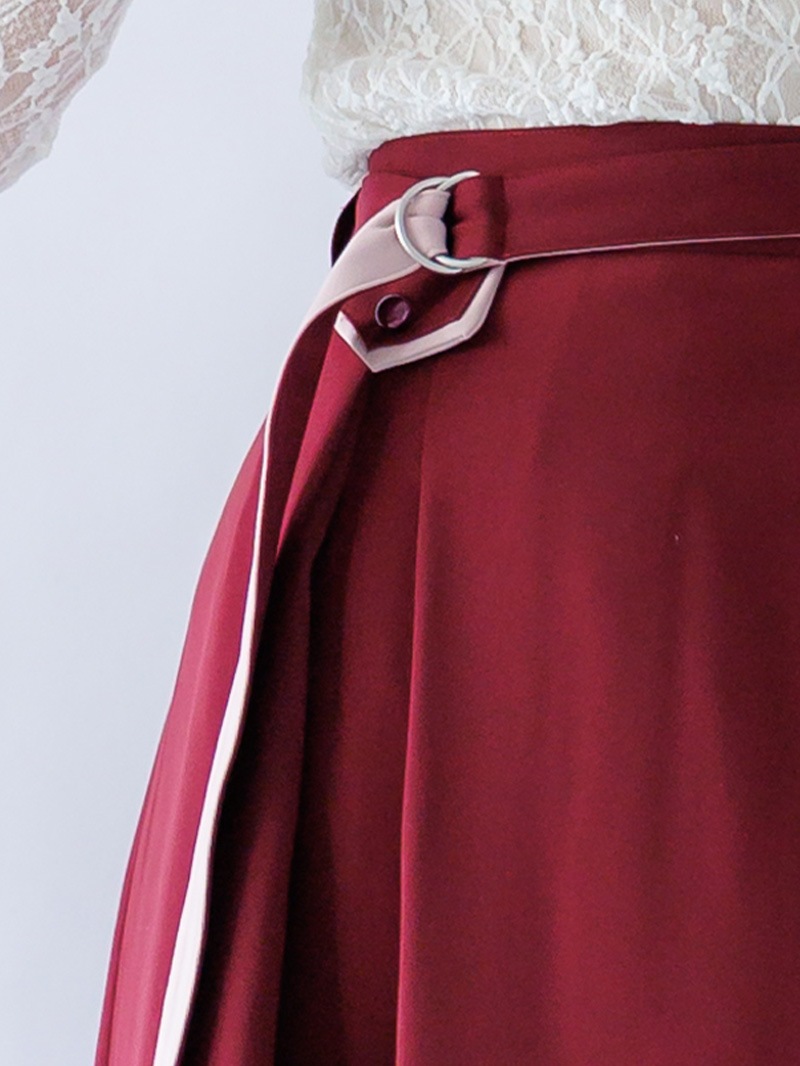 ダブルサテン配色タックスカート＜秋コーデ＞