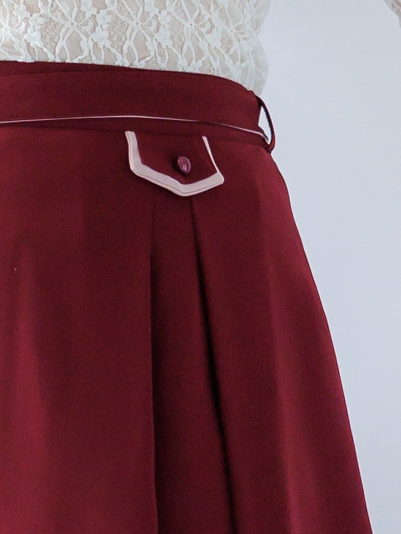 ダブルサテン配色タックスカート＜秋コーデ＞