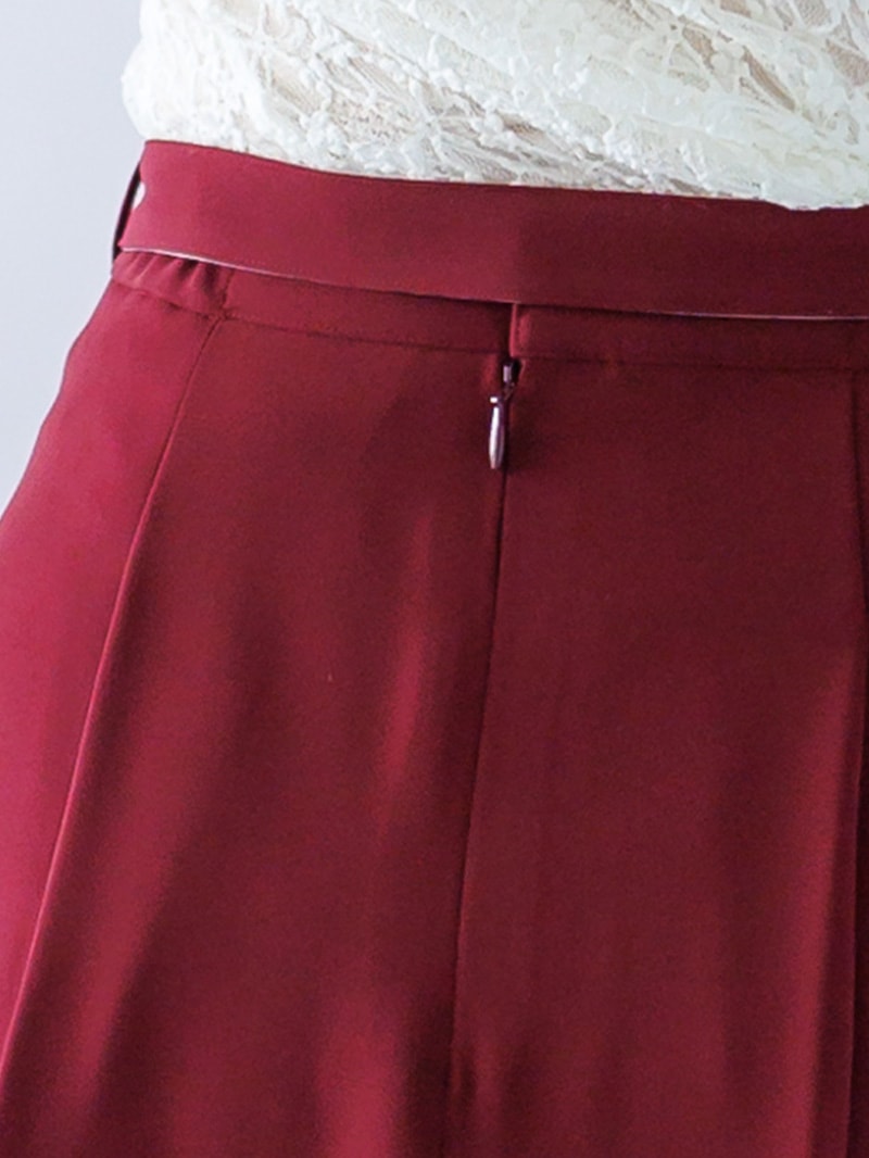 ダブルサテン配色タックスカート＜秋コーデ＞