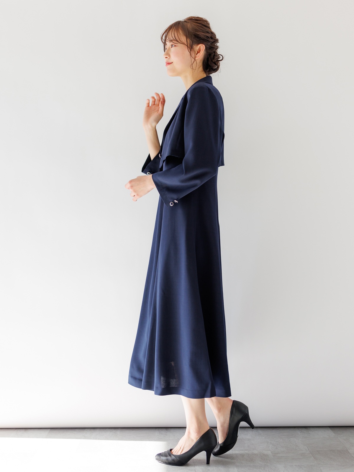 【お値下げセール】Usaatoネイビー リネン風 ラップワンピース(羽織にも) Gauze#】ANTIQUE LACE 2WAY CLASSICAL NO SLEEVE ONEPIECE