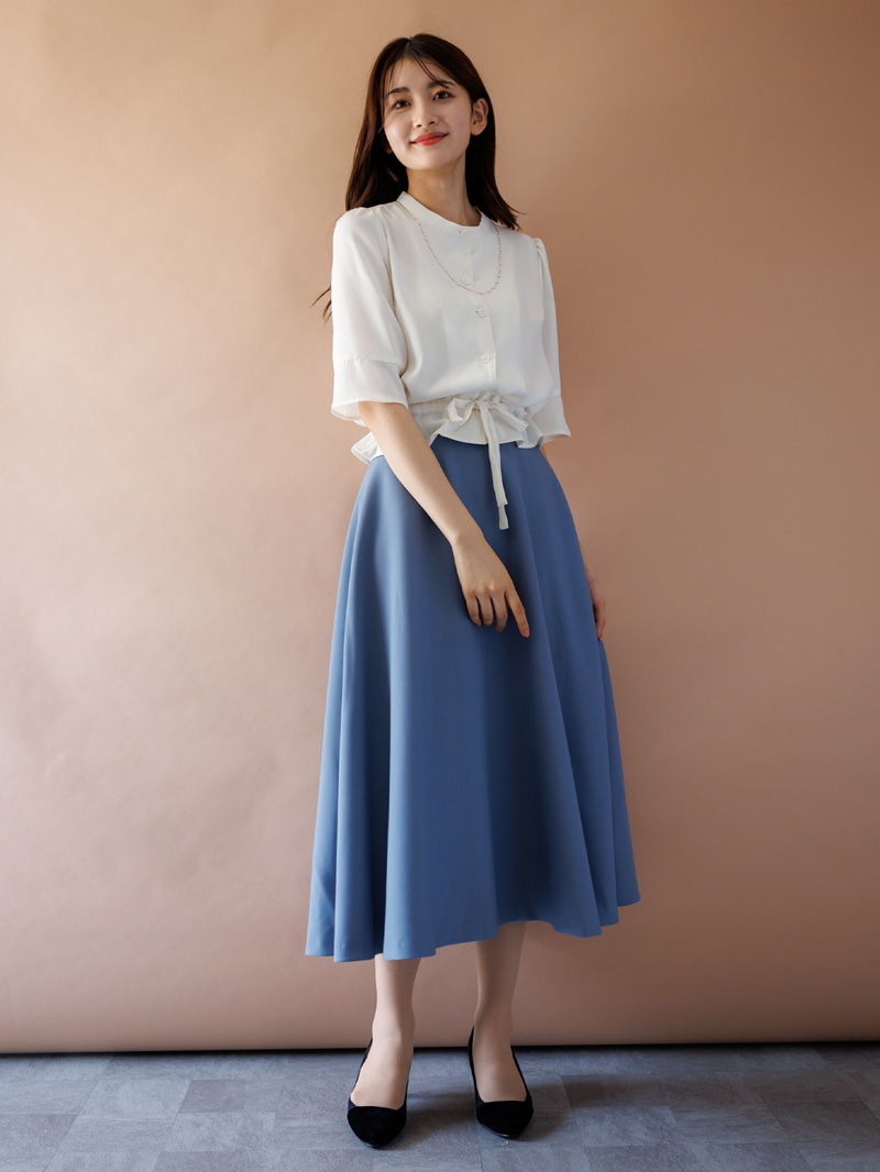 30%OFF】ピーチサテン立衿ドロストブラウス｜KarLParkLane Style