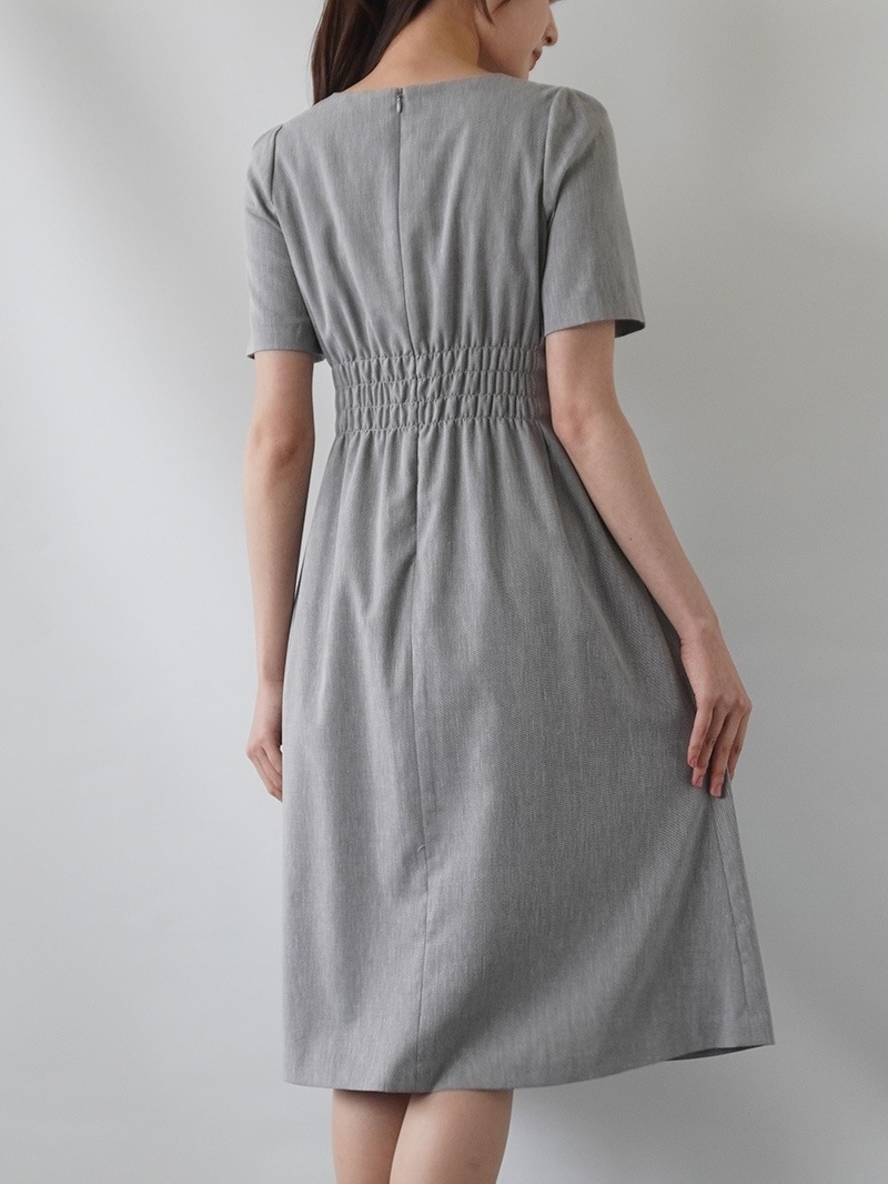 【20％OFF】デニムシャンブレー前フリルワンピース