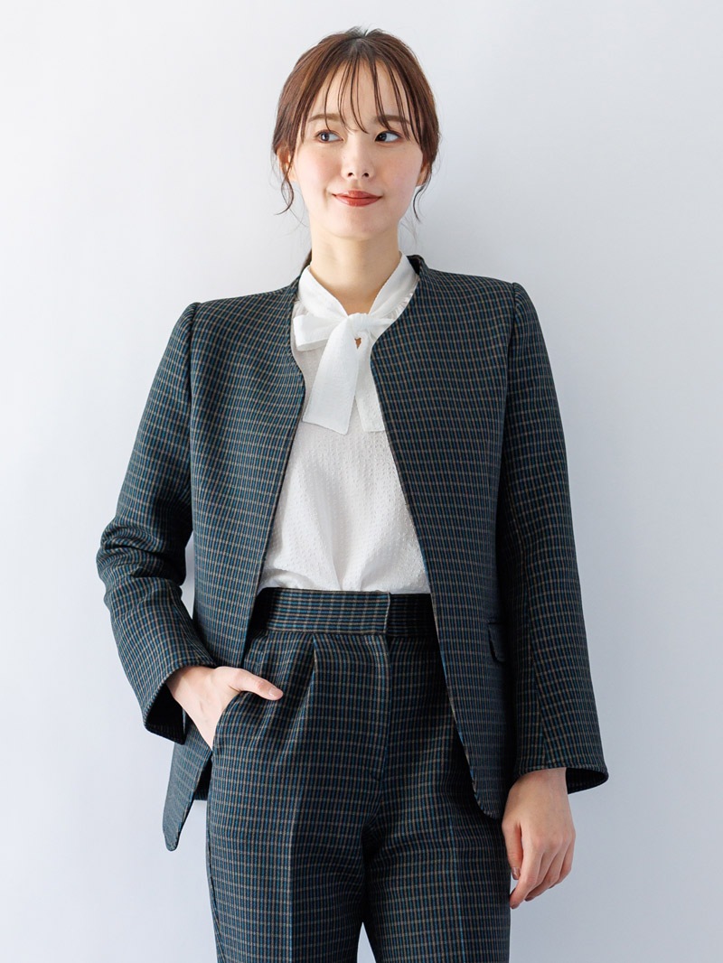 【秋冬50%OFF】ナノヒーティングチェックキーネックJK