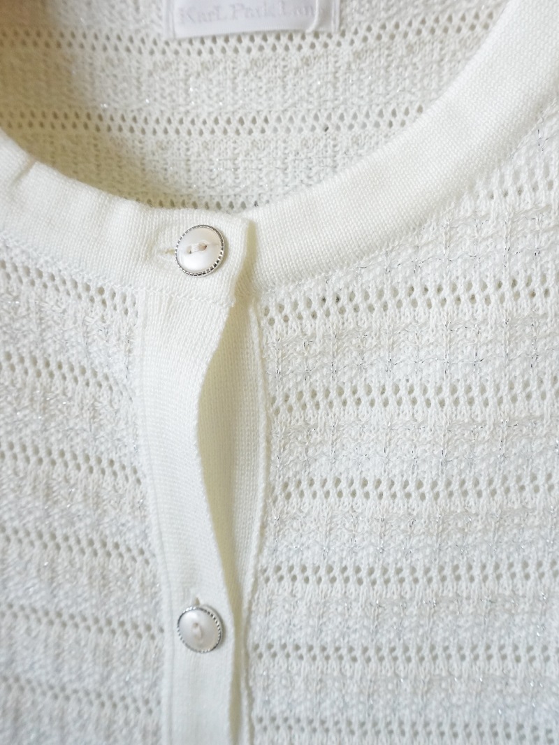 ツィード調丸首カーディガン