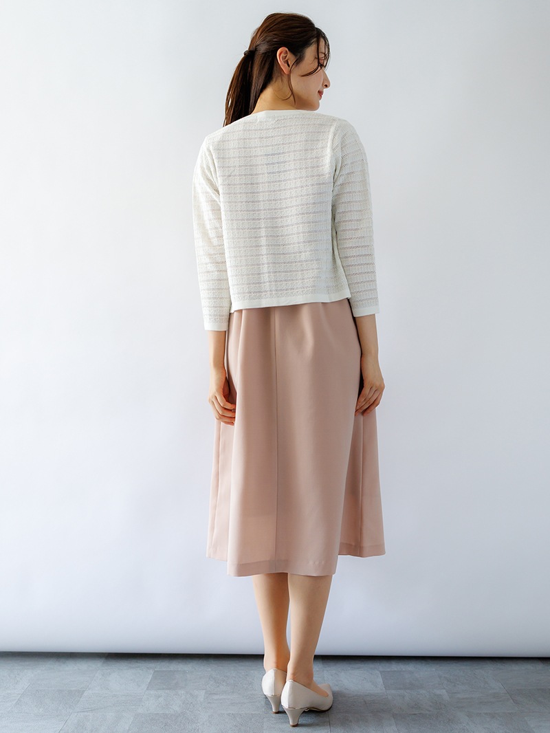 ツィード調丸首カーディガン