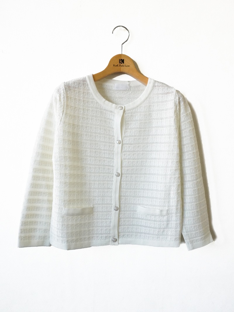 ツィード調丸首カーディガン