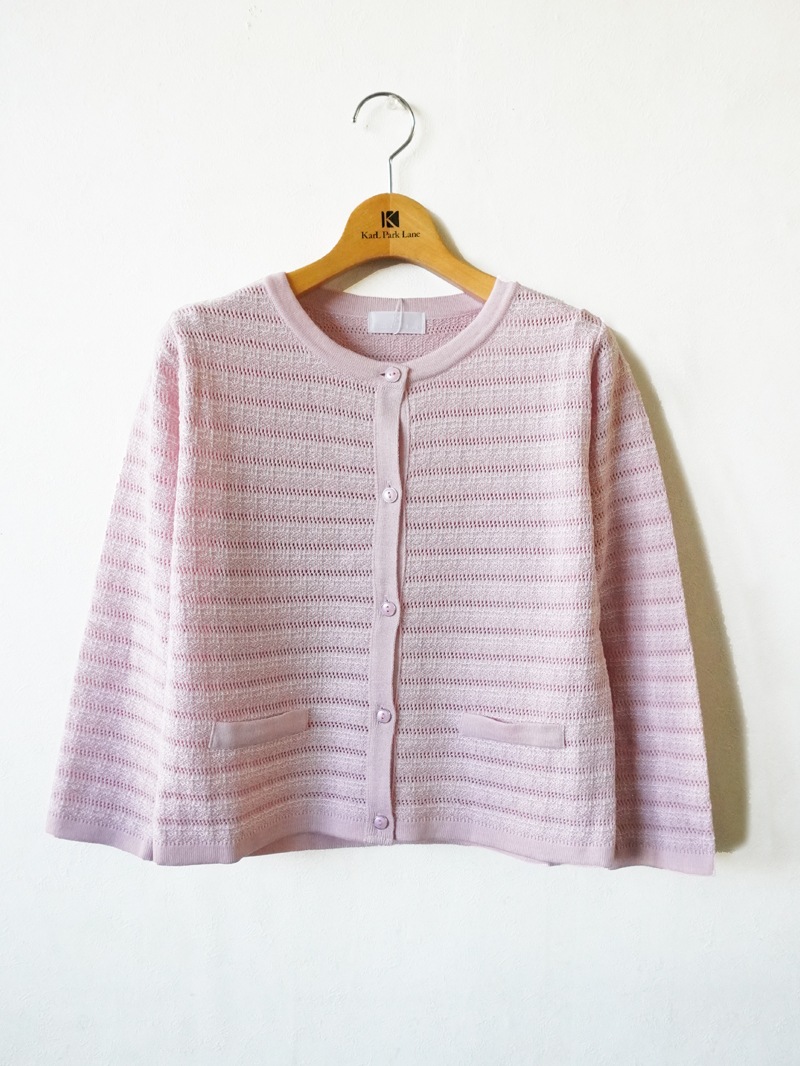 ツィード調丸首カーディガン