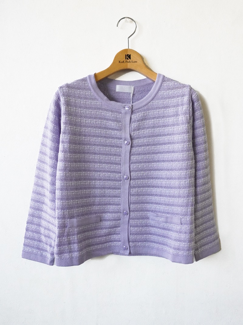 ツィード調丸首カーディガン