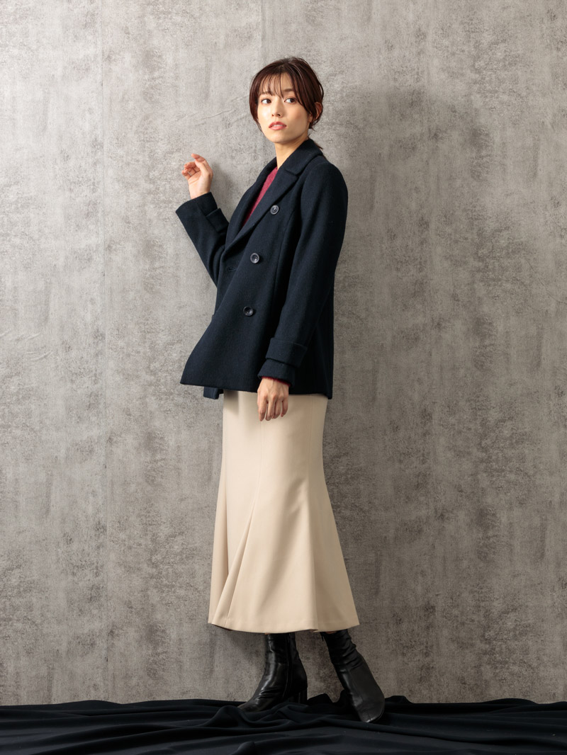 【秋冬50%OFF】梳毛調合繊マーメイドスカート［丈65㎝以上］
