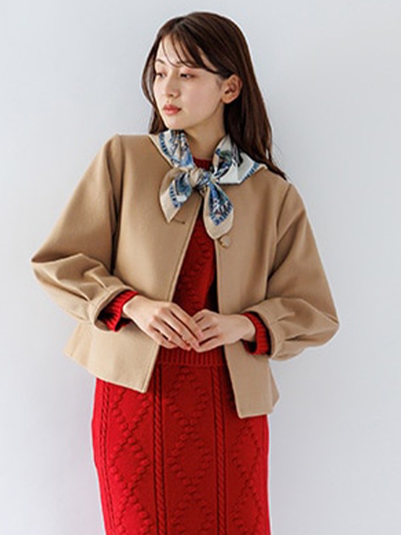 【30%OFF】ジャッカル ノーカラーショートコート