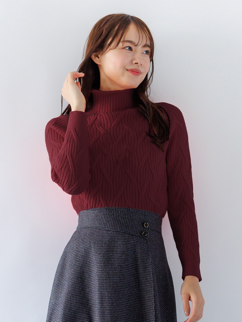 7Gケーブル ハイネックニット＜アウトレット均一価格＞