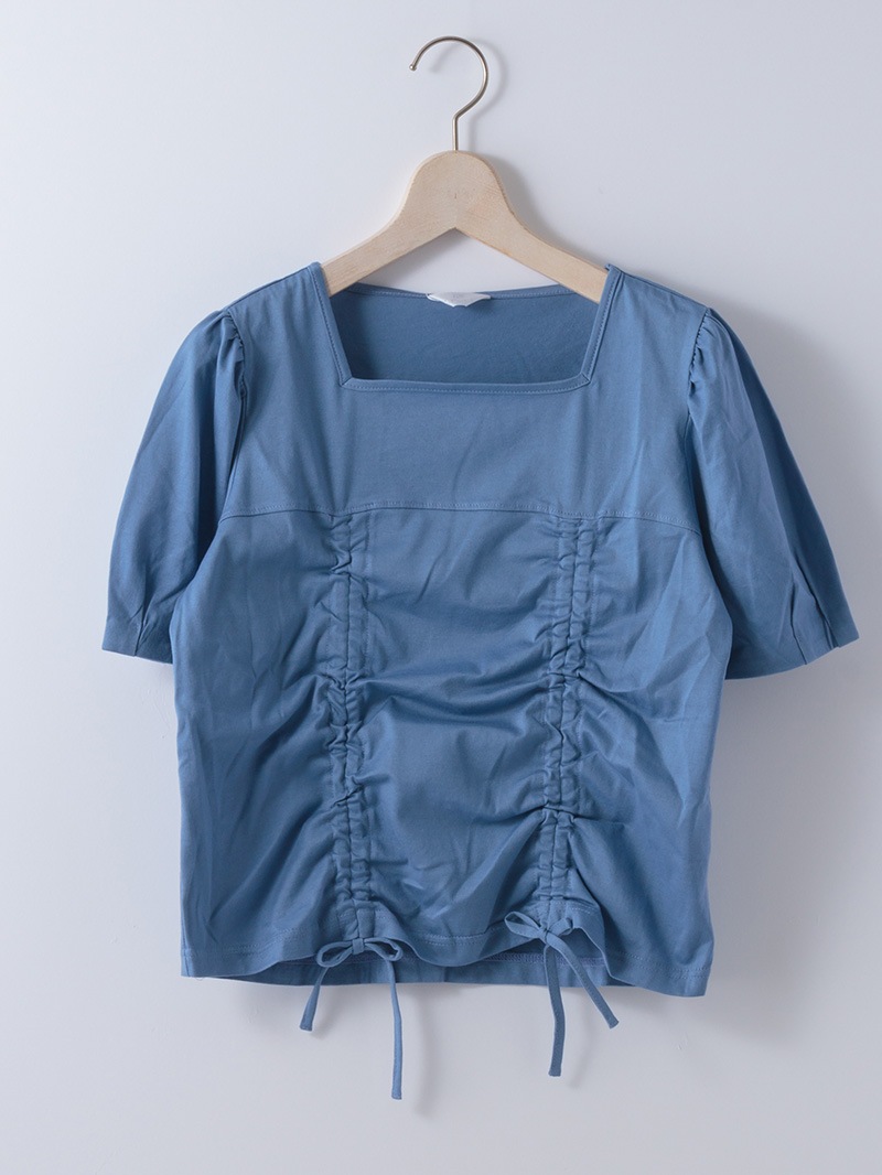 【春SALE】胸ギャザードロストカットソー