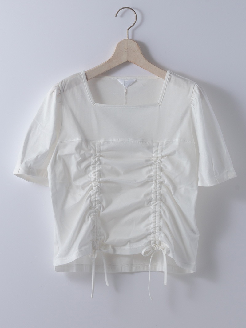 【春SALE】胸ギャザードロストカットソー