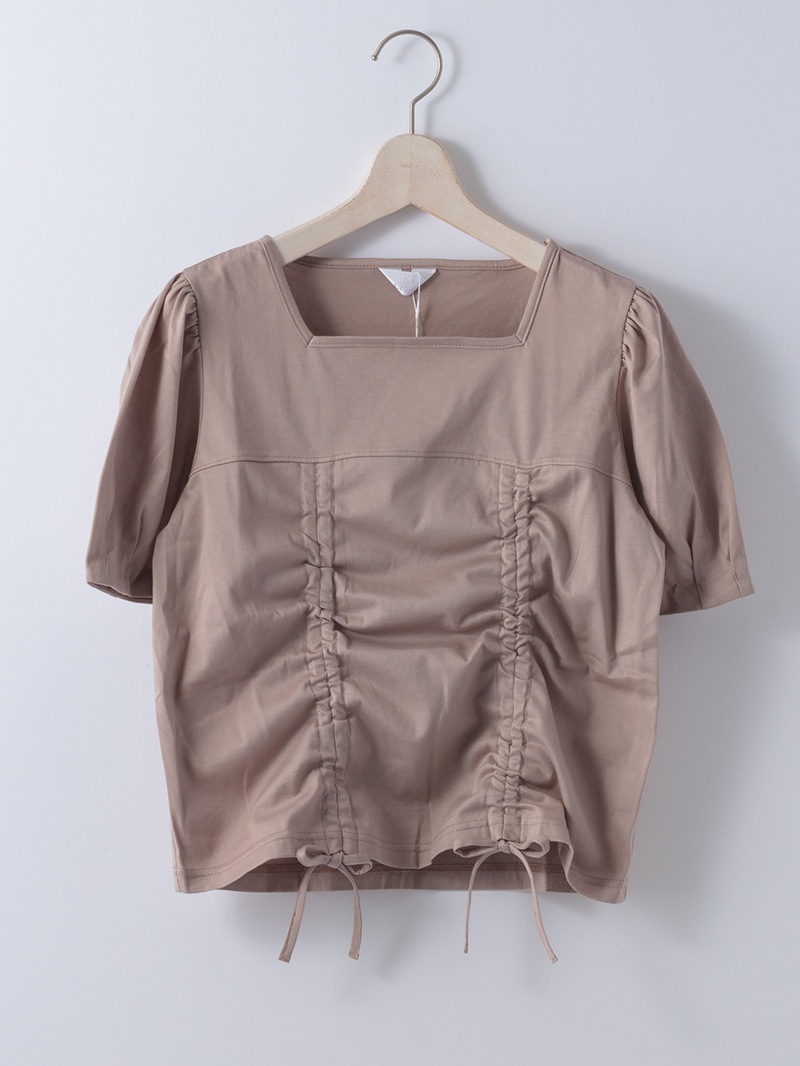 【春SALE】胸ギャザードロストカットソー
