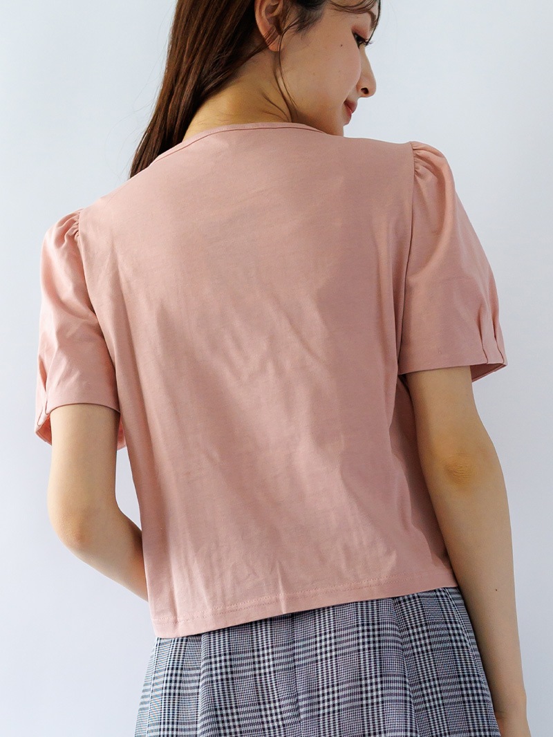 【春SALE】胸ギャザードロストカットソー