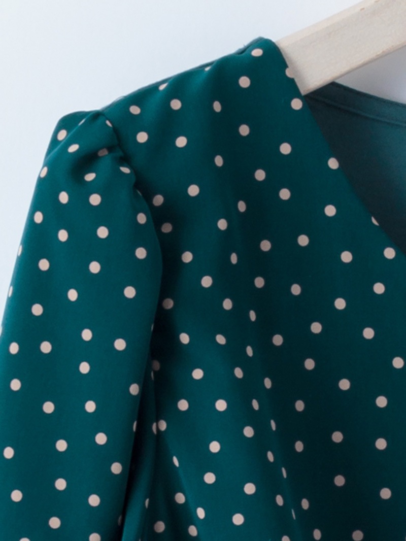 【40%OFF】水玉デシン裾しばりカットソー