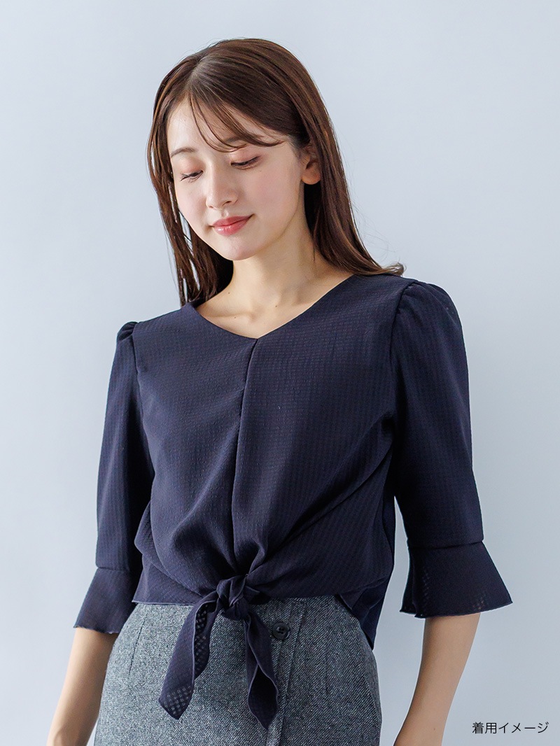 【40%OFF】水玉デシン裾しばりカットソー