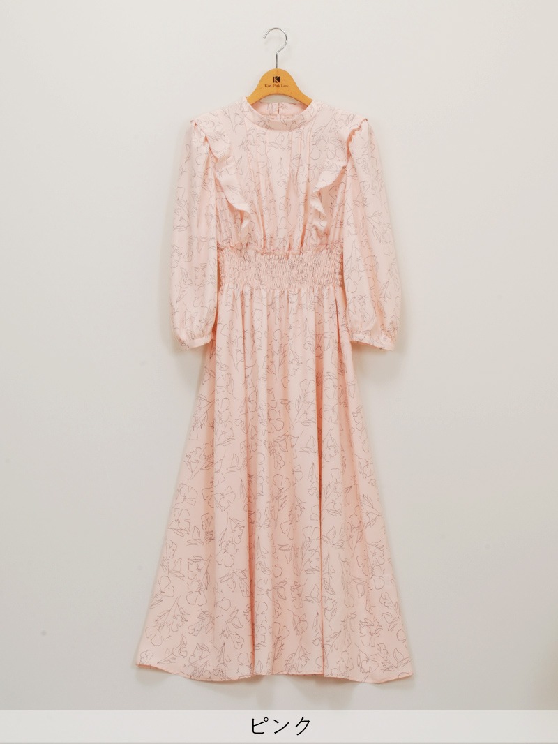 【均一価格】線画シャーリングワンピース＜春夏物アウトレット＞