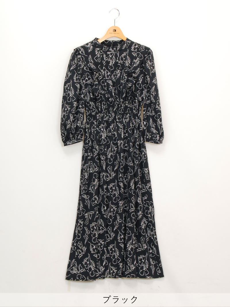 【均一価格】線画シャーリングワンピース＜春夏物アウトレット＞