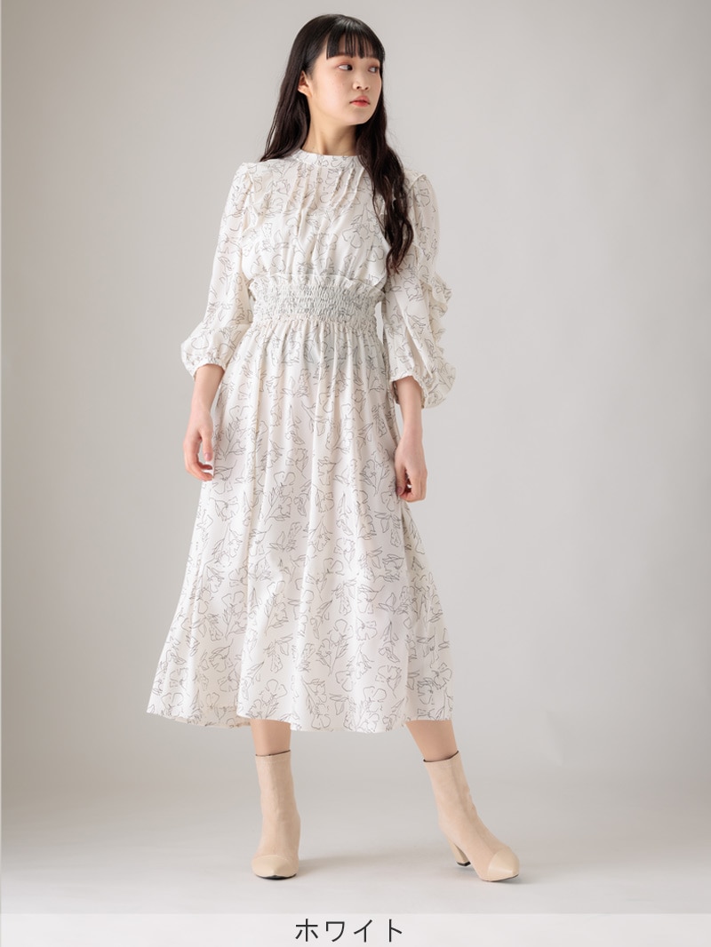 【均一価格】線画シャーリングワンピース＜春夏物アウトレット＞