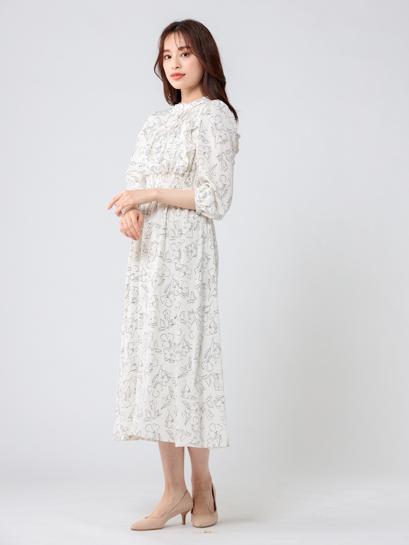 【均一価格】線画シャーリングワンピース＜春夏物アウトレット＞