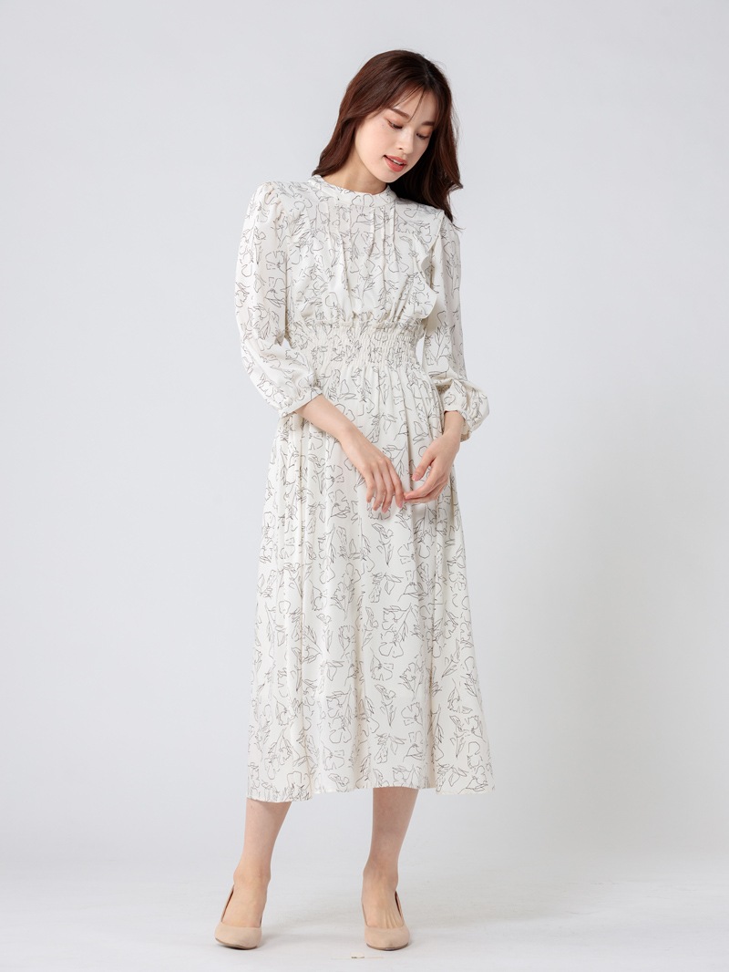 【均一価格】線画シャーリングワンピース＜春夏物アウトレット＞