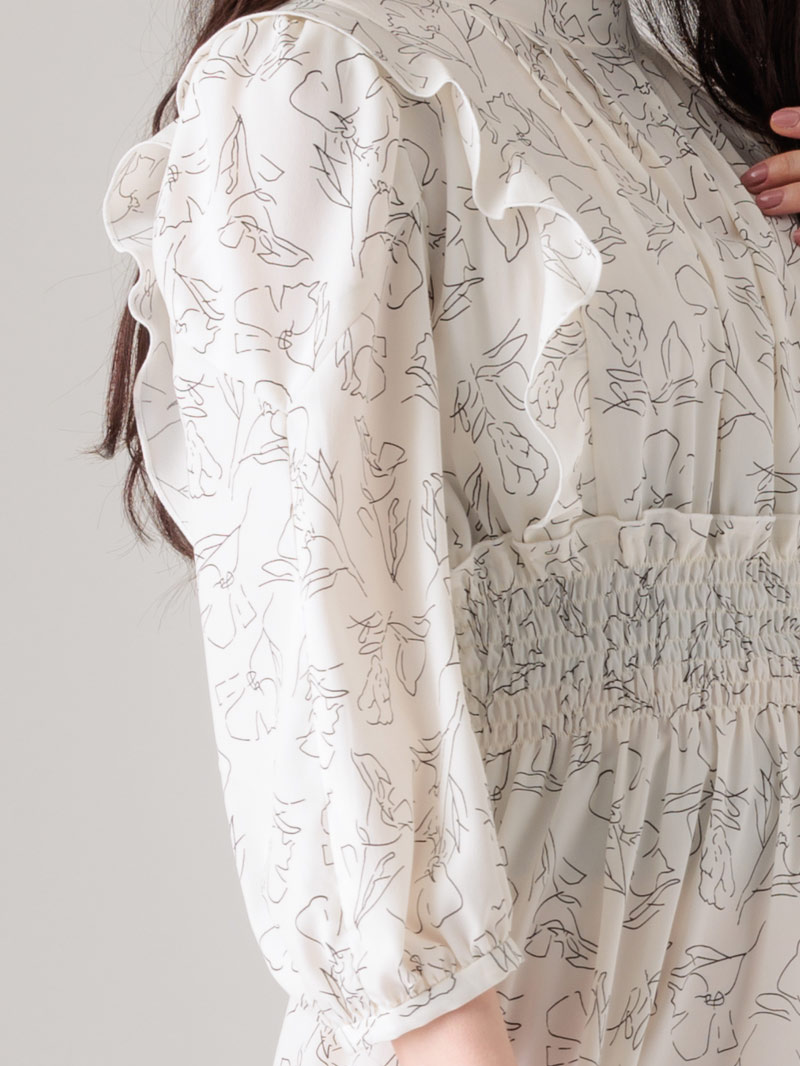 【均一価格】線画シャーリングワンピース＜春夏物アウトレット＞