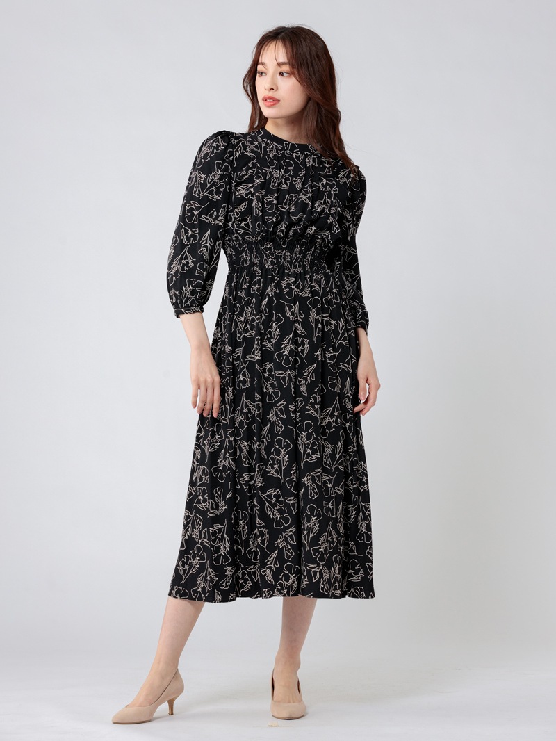 【均一価格】線画シャーリングワンピース＜春夏物アウトレット＞