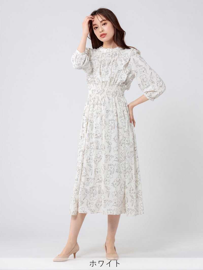 【均一価格】線画シャーリングワンピース＜春夏物アウトレット＞