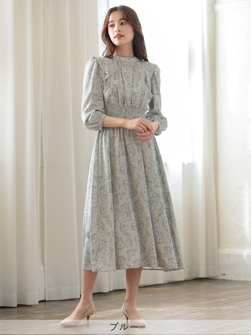 【均一価格】線画シャーリングワンピース＜春夏物アウトレット＞