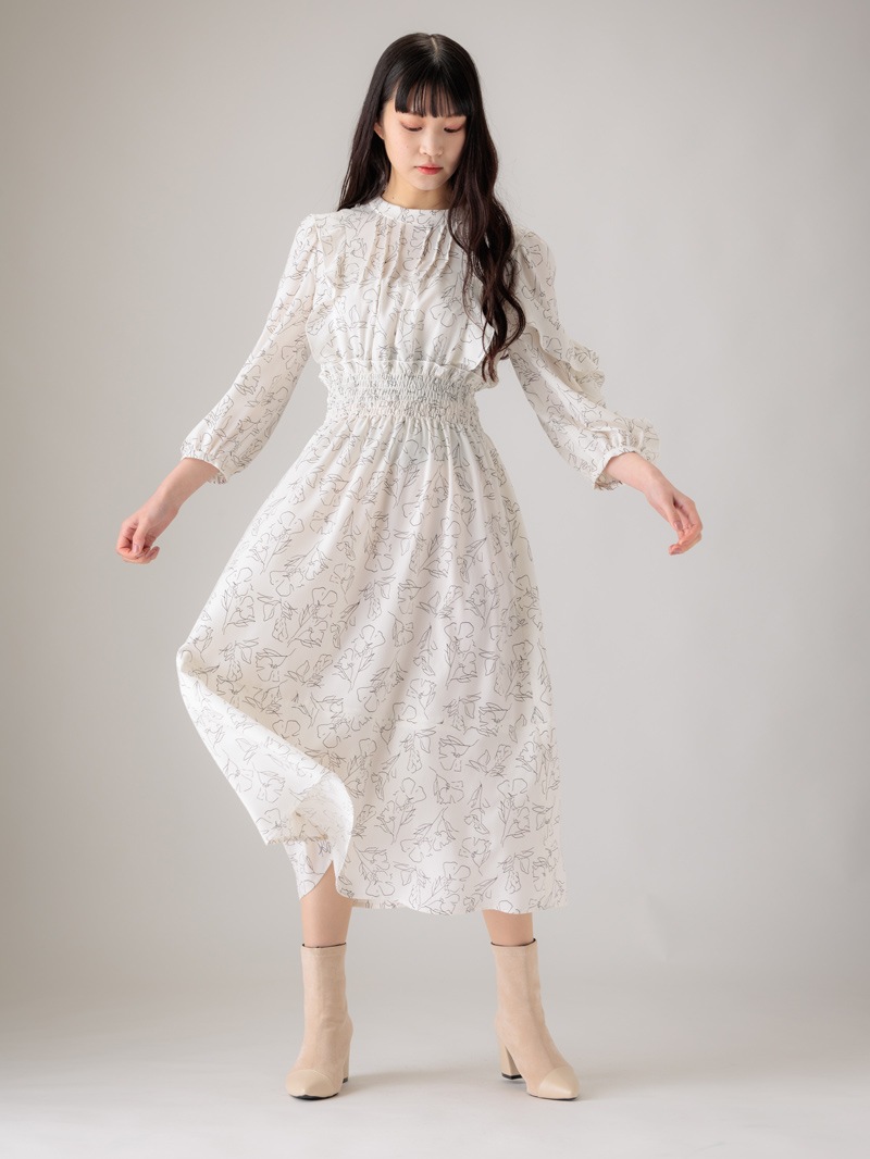 【均一価格】線画シャーリングワンピース＜春夏物アウトレット＞