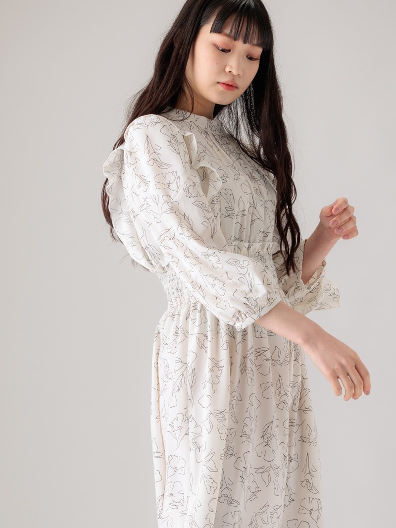 【均一価格】線画シャーリングワンピース＜春夏物アウトレット＞