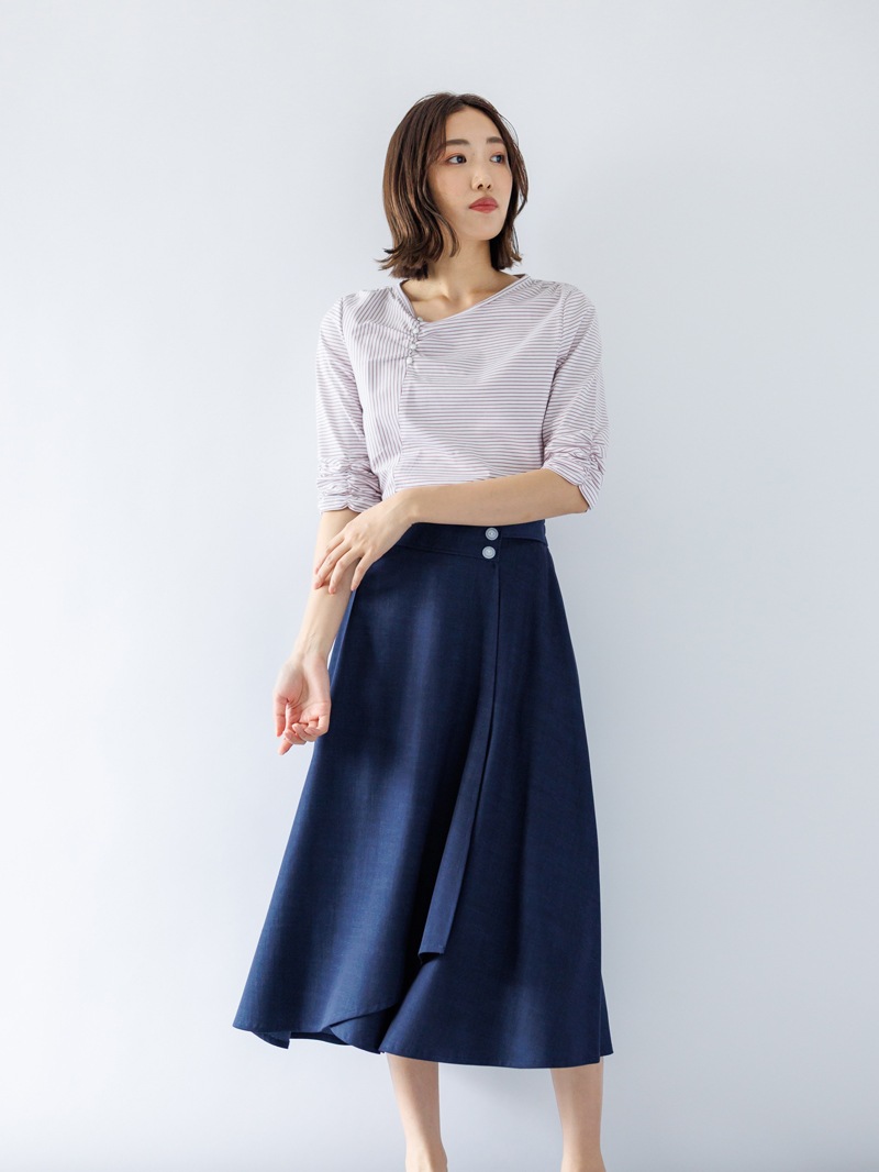 オトナデニム巻風フレアースカート