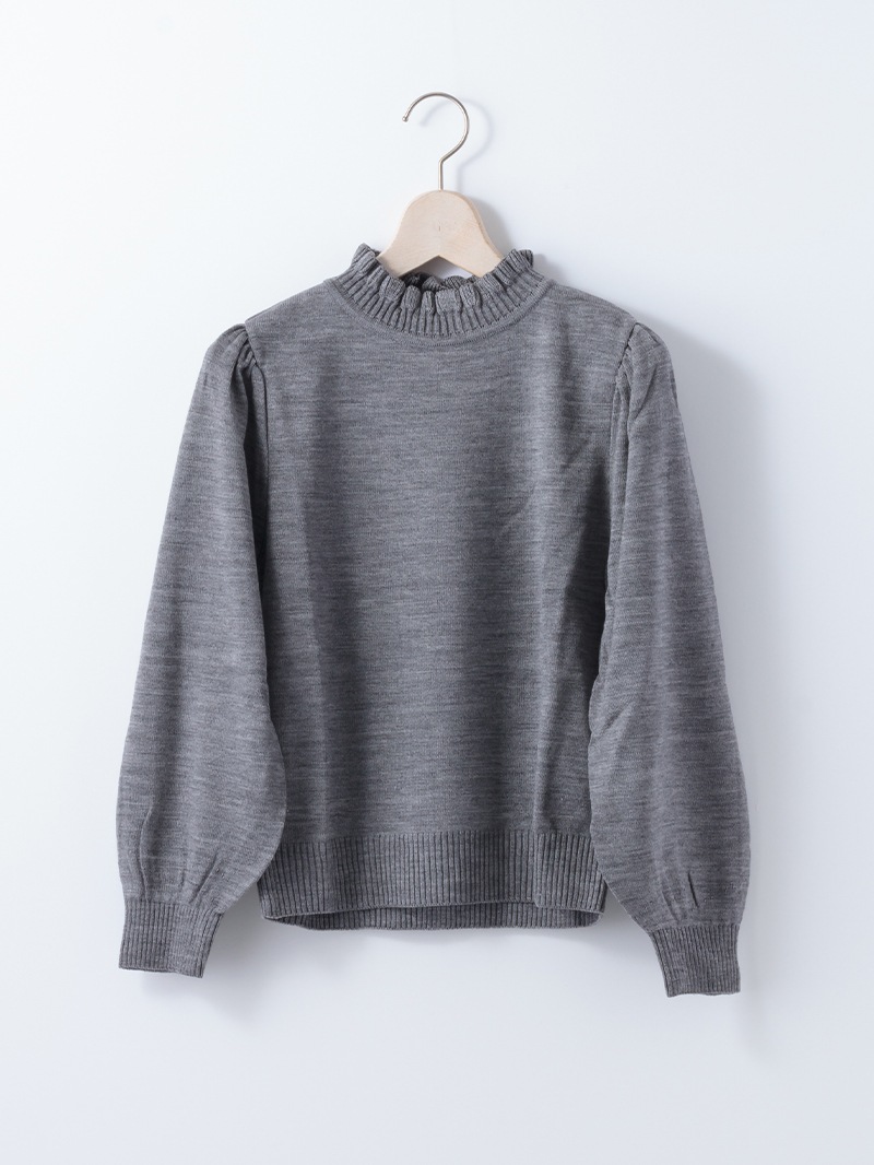 【70%OFF】立衿後リボンビッグスリーブニット