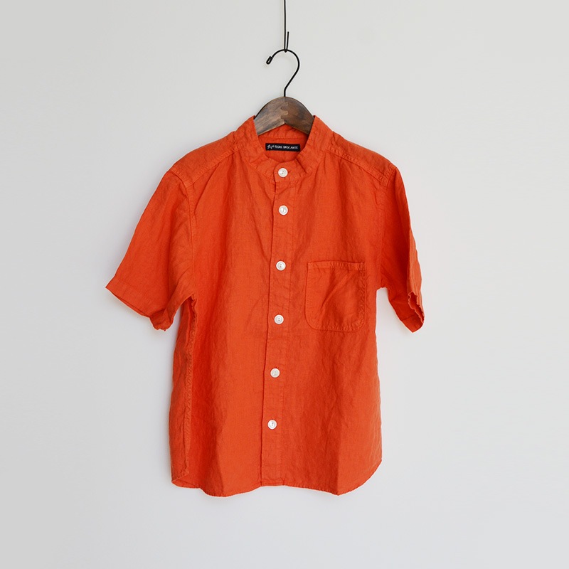ティグルブロカンテ ヨーロッパリネン バンドカラーオープン シャツ unisex orange
