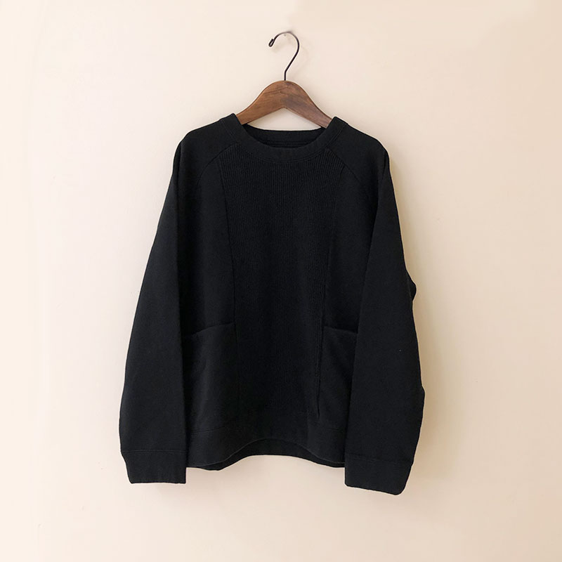 ティグルブロカンテ BD裏毛パッチワーク L/Sスウェット unisex Black