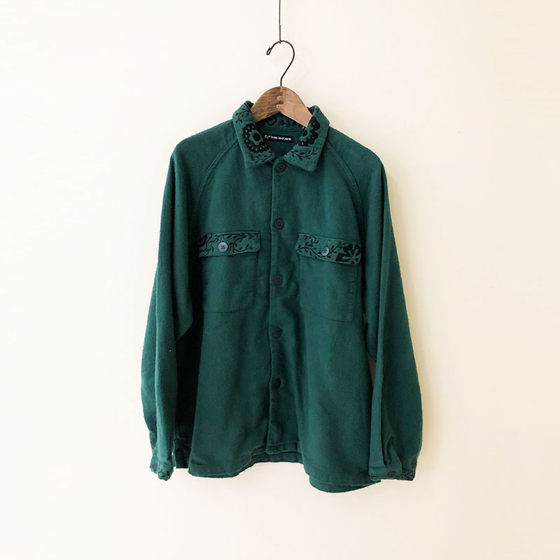 ティグルブロカンテ Planta 刺繍 ラグランシャツ ジャケットunisex Moss Green
