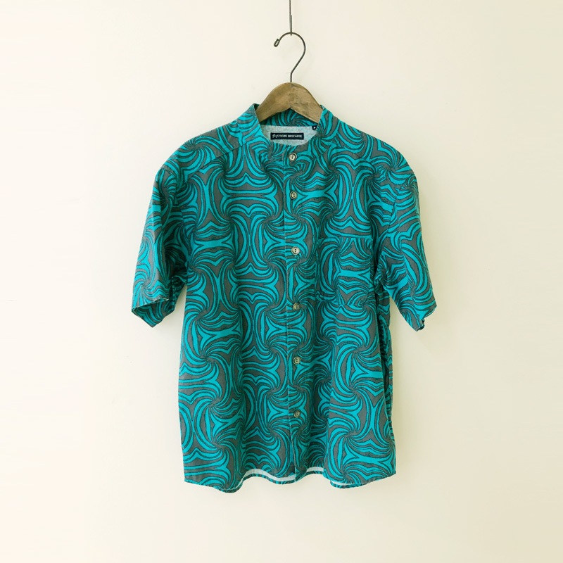 ティグルブロカンテ HADOU ハーフリネン バンドカラーオープン S/S シャツ unisex Emerald